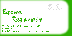 barna kazsimir business card